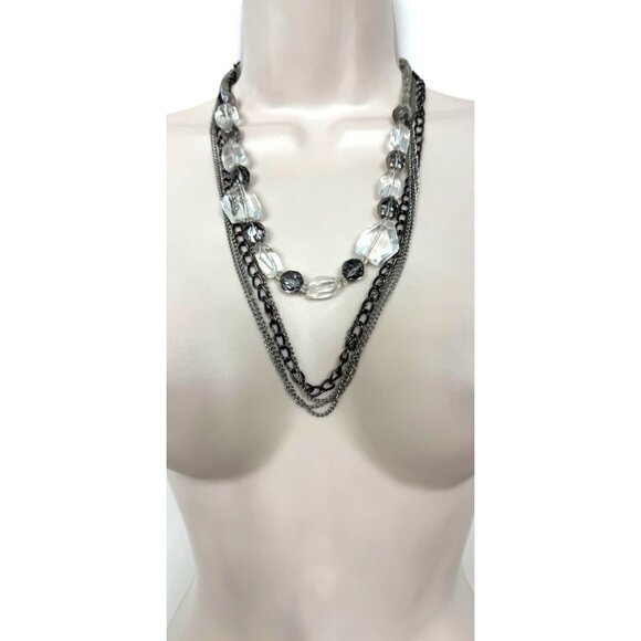 MULTI-STRAND STATEMENT NECKLACE Jewelry Beaded Crystals Wedding Evening Holiday - Picture 1 of 3
